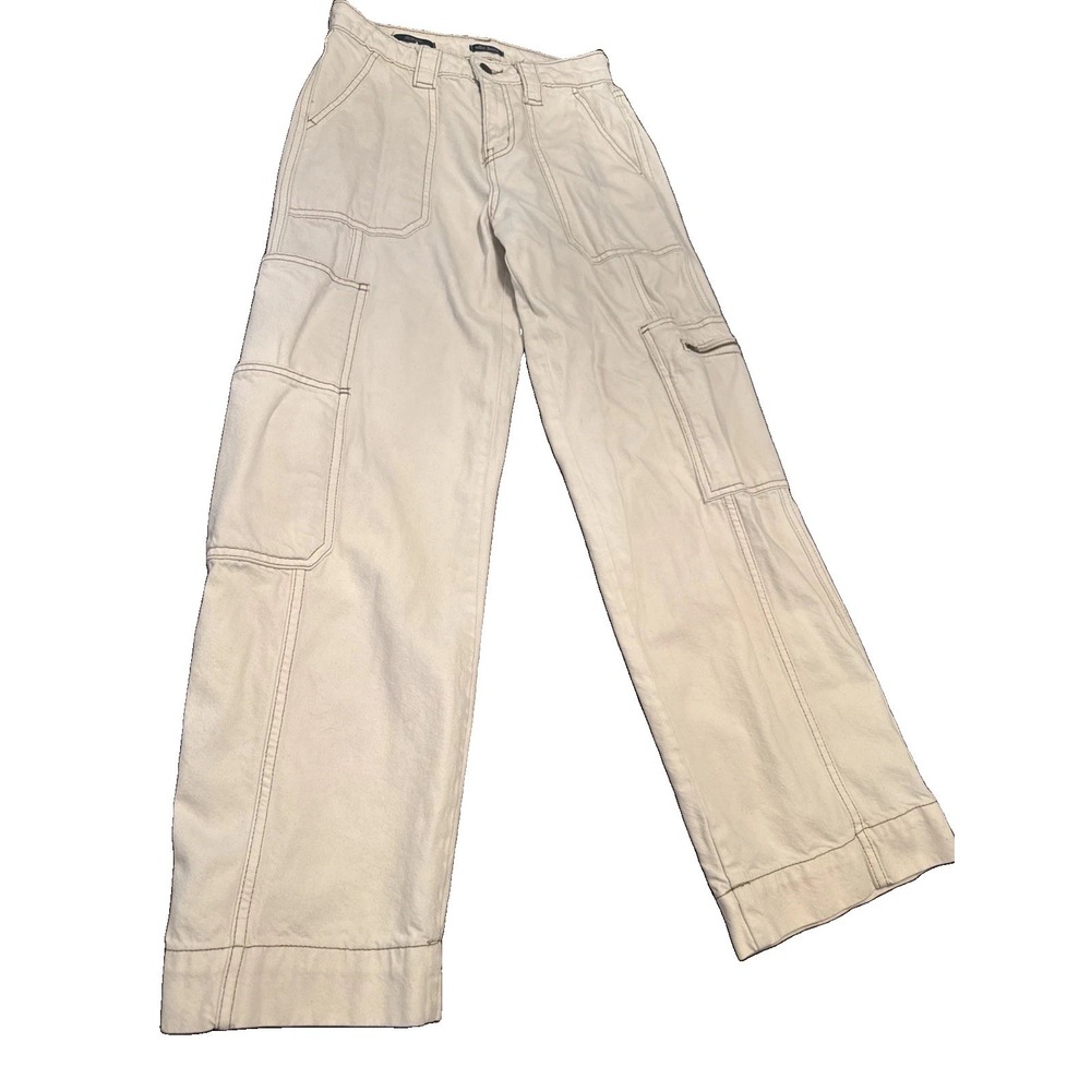 Wild Fable Womens Cargo Utility Pants Size 2 Cream Off White Wide Leg Y2K